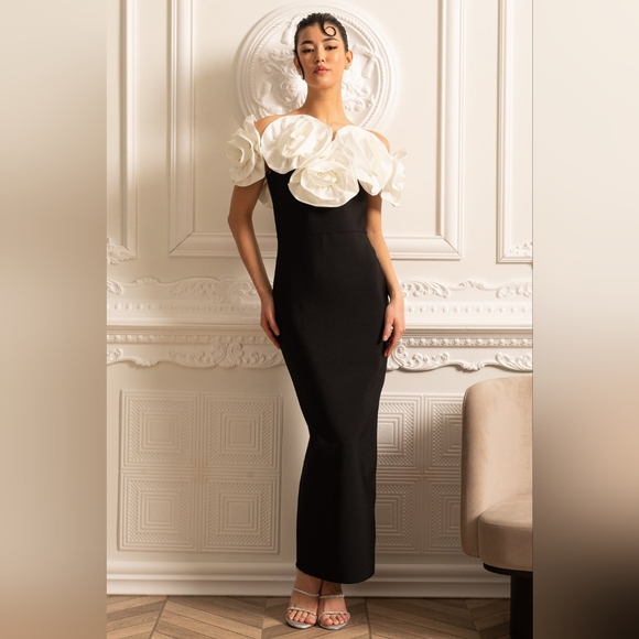 Dresses & Skirts - NWT Elegant Black and White Floral Dress